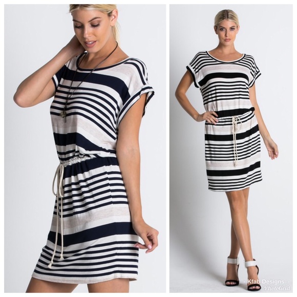 Miracle Berry Dresses & Skirts - LAST 1! ❤️❤️ Black/Taupe Striped Tunic Dress!